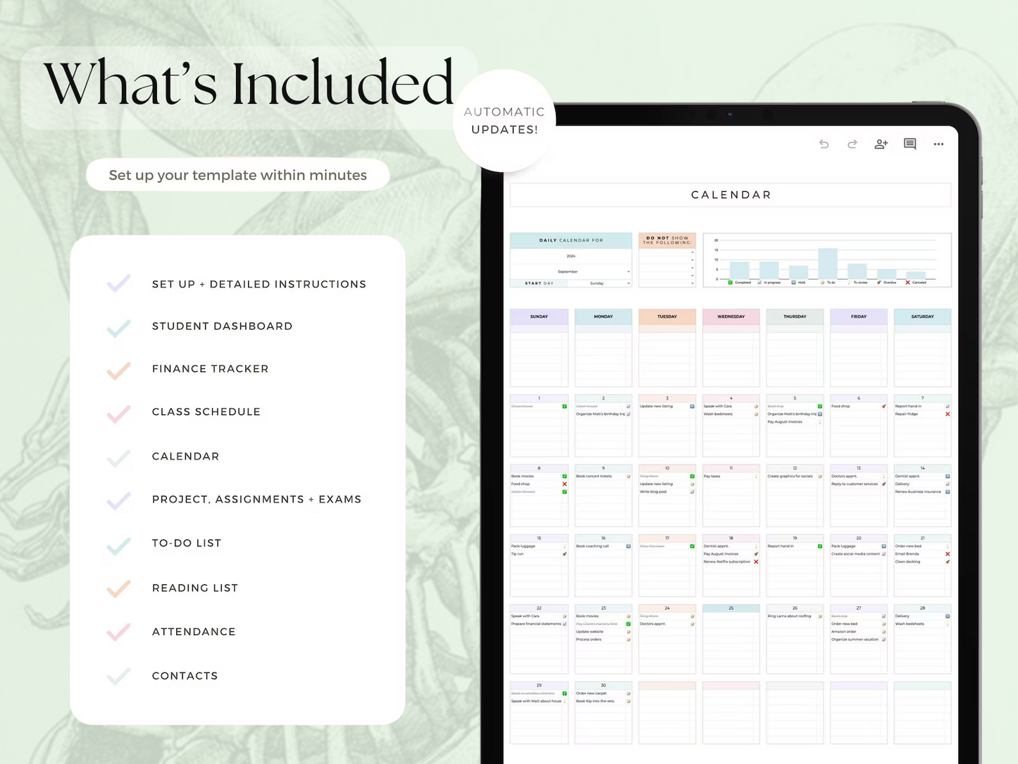 Physiotherapy Student Study Planner – Digital Academic Organizer for Google Sheets & Excel