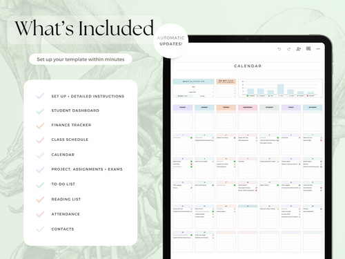 Physiotherapy Student Study Planner – Digital Academic Organizer for Google Sheets & Excel