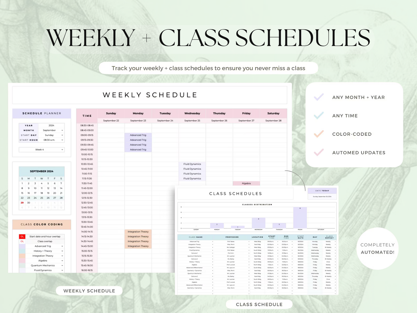 Physiotherapy Student Study Planner – Digital Academic Organizer for Google Sheets & Excel