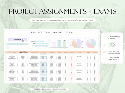Physiotherapy Student Study Planner – Digital Academic Organizer for Google Sheets & Excel